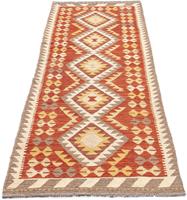 Morgenland Läufer Kelim Maimene Medaillon 199 x 53 cm, rechteckig, 0,5 mm Höhe, Wendeteppich