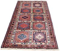 Morgenland Hochflor-Läufer Yalameh Medaillon Blu 183 x 78 cm, rechteckig, 1 mm Höhe, Handgeknüpft