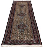 Morgenland Hochflor-Läufer Moud Felder Rosso scuro 298 x 80 cm, rechteckig, 1 mm Höhe, Unikat mit Zertifikat