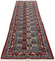 Morgenland Hochflor-Läufer Moud Stark Gemustert Blu scuro 300 x 80 cm, rechteckig, 1 mm Höhe, Unikat mit Zertifikat