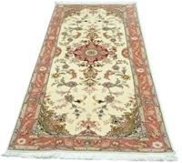 Morgenland Hochflor-Läufer Täbriz 50 Raj Medaillon Beige 199 x 85 cm, rechteckig, 1 mm Höhe, Unikat mit Zertifikat