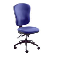 EUROKRAFTpro Operator-draaistoel, rugleuninghoogte 600 mm, synchroon-mechanisme, komzitting, zonder armleuningen, bekleding blauw
