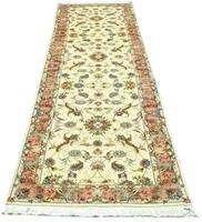 Morgenland Hochflor-Läufer Täbriz 50 Raj Stark Gemustert Beige 317 x 78 cm, rechteckig, 1 mm Höhe, Unikat mit Zertifikat