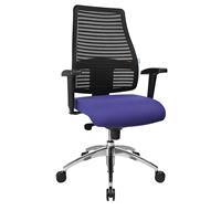 EUROKRAFTpro Operator-draaistoel, met netrugleuning, rugleuninghoogte 600 mm, textielbekleding blauw