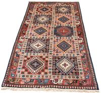 Morgenland Hochflor-Läufer Yalameh Medaillon Blu scuro 190 x 80 cm, rechteckig, 1 mm Höhe, Handgeknüpft