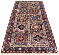 Morgenland Hochflor-Läufer Yalameh Felder Rosso chiaro 198 x 78 cm, rechteckig, 1 mm Höhe, Handgeknüpft
