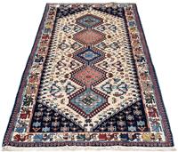 Morgenland Hochflor-Läufer Yalameh Medaillon Rosso scuro 195 x 80 cm, rechteckig, 1 mm Höhe, Handgeknüpft