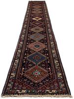 Morgenland Hochflor-Läufer Yalameh Felder Blu 196 x 80 cm, rechteckig, 1 mm Höhe, Handgeknüpft