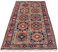 Morgenland Hochflor-Läufer Yalameh Felder Rosso chiaro 196 x 80 cm, rechteckig, 1 mm Höhe, Handgeknüpft