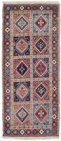 Morgenland Hochflor-Läufer Yalameh Felder Rosso 197 x 80 cm, rechteckig, 1 mm Höhe, Handgeknüpft