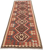 Morgenland Läufer Kelim Maimene Medaillon 309 x 93 cm, rechteckig, 0,5 mm Höhe, Wendeteppich