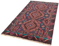 Morgenland Hochflor-Läufer Belutsch Medaillon Rosso scuro 194 x 108 cm, rechteckig, 0,8 mm Höhe, Handgeknüpft