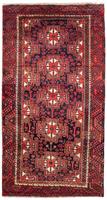 Morgenland Hochflor-Läufer Belutsch Medaillon Rosso 221 x 110 cm, rechteckig, 0,8 mm Höhe, Handgeknüpft