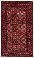 Morgenland Hochflor-Läufer Belutsch Durchgemustert Rosso 186 x 104 cm, rechteckig, 0,8 mm Höhe, Handgeknüpft