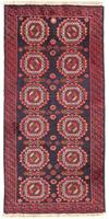 Morgenland Hochflor-Läufer Belutsch Durchgemustert Blu scuro 186 x 95 cm, rechteckig, 0,8 mm Höhe, Handgeknüpft