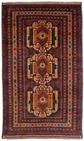Morgenland Hochflor-Läufer Belutsch Medaillon Rosso scuro 209 x 111 cm, rechteckig, 0,8 mm Höhe, Handgeknüpft