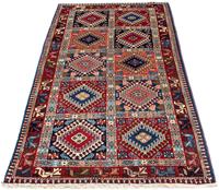 Morgenland Hochflor-Läufer Yalameh Medaillon Blu scuro 200 x 81 cm, rechteckig, 1 mm Höhe, Handgeknüpft