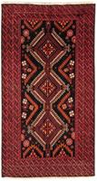 Morgenland Hochflor-Läufer Belutsch Medaillon Rosso 196 x 106 cm, rechteckig, 0,8 mm Höhe, Handgeknüpft