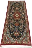 Morgenland Hochflor-Läufer Ghom Medaillon Blu 159 x 49 cm, rechteckig, 1 mm Höhe, Handgeknüpft