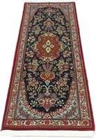 Morgenland Hochflor-Läufer Ghom Medaillon Blu 164 x 51 cm, rechteckig, 1 mm Höhe, Handgeknüpft