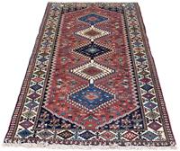 Morgenland Hochflor-Läufer Yalameh Medaillon Blu scuro 203 x 83 cm, rechteckig, 1 mm Höhe, Handgeknüpft