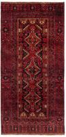 Morgenland Hochflor-Läufer Belutsch Medaillon Rosso scuro 195 x 89 cm, rechteckig, 0,8 mm Höhe, Handgeknüpft