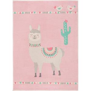 LUXOR living Kindervloerkleed Lama Lulu Lama-motief, pastelkleuren, kinderkamer