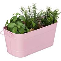 RELAXDAYS Blumenkasten, für Garten, Balkon & Fensterbank, zum Bepflanzen, Vintage-Optik, Metall, HBT: 16x38x19 cm, rosa - 