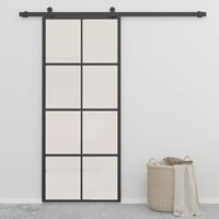 vidaXL Schuifdeur 90x205 cm aluminium en ESG-glas zwart