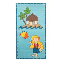 THEKO Kinderteppich »Lisa«, , rechteckig, Höhe 14 mm, Kurzflor, Motiv Südsee, hochwertiges Acrylgarn, handgearbeiteter Reliefschnitt (Carving), Kinderzimmer