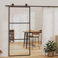 Schiebetür ESG-Glas und Aluminium 90x205 cm Schwarz - Schwarz