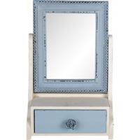Clayre & Eef Staande Spiegel 25*14*38 cm Blauw MDF, Glas Staande Spiegel Decoratie Spiegel