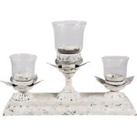 Clayre & Eef Kandelaar 36*12*25 cm Grijs Ijzer Kaarsenstandaard Kaarsenhouder