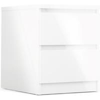 Ebuy24 - Nada Nachttisch mit 2 Schubladen, weiss hochglanz. - Weiß