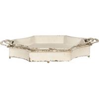 Clayre & Eef Decoratief Dienblad Set van 2 61*38*10/ 55*32*8 cm Wit Ijzer Achthoek Serveerschaal