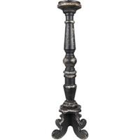 Clayre & Eef Kandelaar Ø 23*65 cm Zwart Hout Kaarsenstandaard Kaarsenhouder