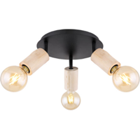 Globo Plafondlamp 3-lichts | Hout en Metaal | E27 | Zwart | Binnen | Industrieel | Landelijk | Plafondspots