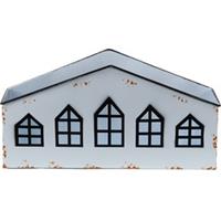 Clayre & Eef Theelichthouder Huis 36*12*18 cm Wit Metaal Waxinelichthouder Windlichthouder Decoratieve Accessoires