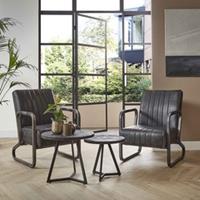 Hoyz Collection Hoyz - Bijzettafel Yucon black - Set van 2 - Zwart - 50x50x45