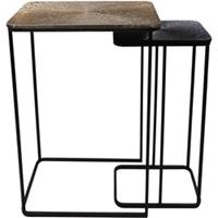 HSM Collection Console Tafelset Fletcher - 60x35x77/40x25x70 - Goud/zwart - Aluminium/Ijzer