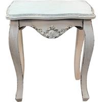 Clayre & Eef Bijzettafel 52*35*58 cm Wit Hout, Kunststof Ornament Side table Tafeltje