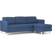 Hioshop Mars 3-zitsbank met chaise longue links stof blauw.