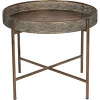 Clayre & Eef Bijzettafel Ø 60*50 cm Koperkleurig Ijzer Rond Side table Tafeltje