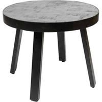Liviza Bijzettafel zwart visgraat Hueso - Mangohout - Rond