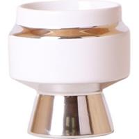 Kolibri Home | Le Chic bloempot - Witte keramieken sierpot met zilveren details - potmaat Ø6cm
