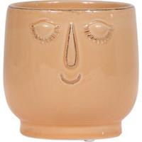 Kolibri Home | Happy face peach bloempot - Peach kleurige keramieken sierpot Ø9cm