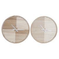 DKD Home Decor Wanduhr  Streifen Holz MDF (2 pcs) (60 x 4.5 x 60 cm)