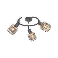 QAZQA Design plafondlamp zwart met goud 3-lichts rond - Noud - Schwarz