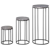 Outsunny Kruk buiten, bijzettafel, bloemen voor buiten, bloemenstandaard, bloementrap, plantenkruk, metalen standaard, spetebo, hoog, rond, tuintafel,