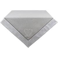 Clayre & Eef Tafelkleed 100*100 cm Grijs, Wit Katoen Vierkant Hartjes/Ruitjes Tafellaken Tafellinnen Tafeltextiel